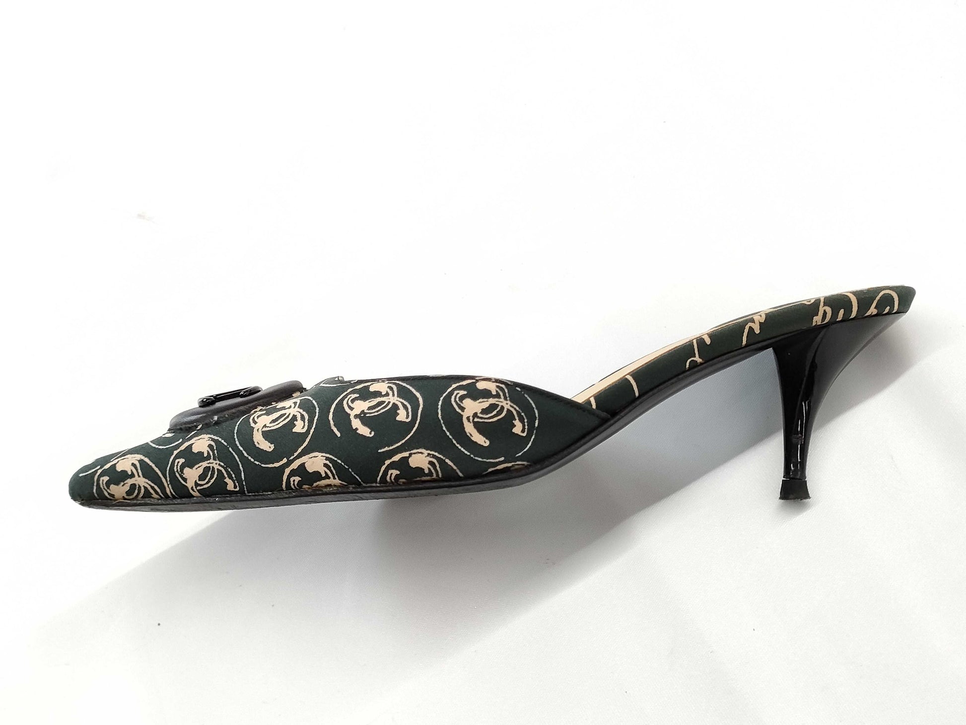 CHANEL Coco Mark All-Over Print Mules, Size 35 1/2