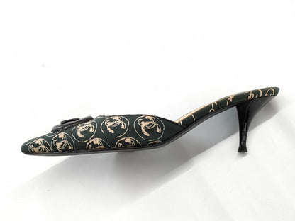 CHANEL Coco Mark All-Over Print Mules, Size 35 1/2