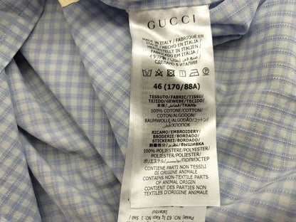 GUCCI Gucci logo bear patch gingham check short sleeve shirt