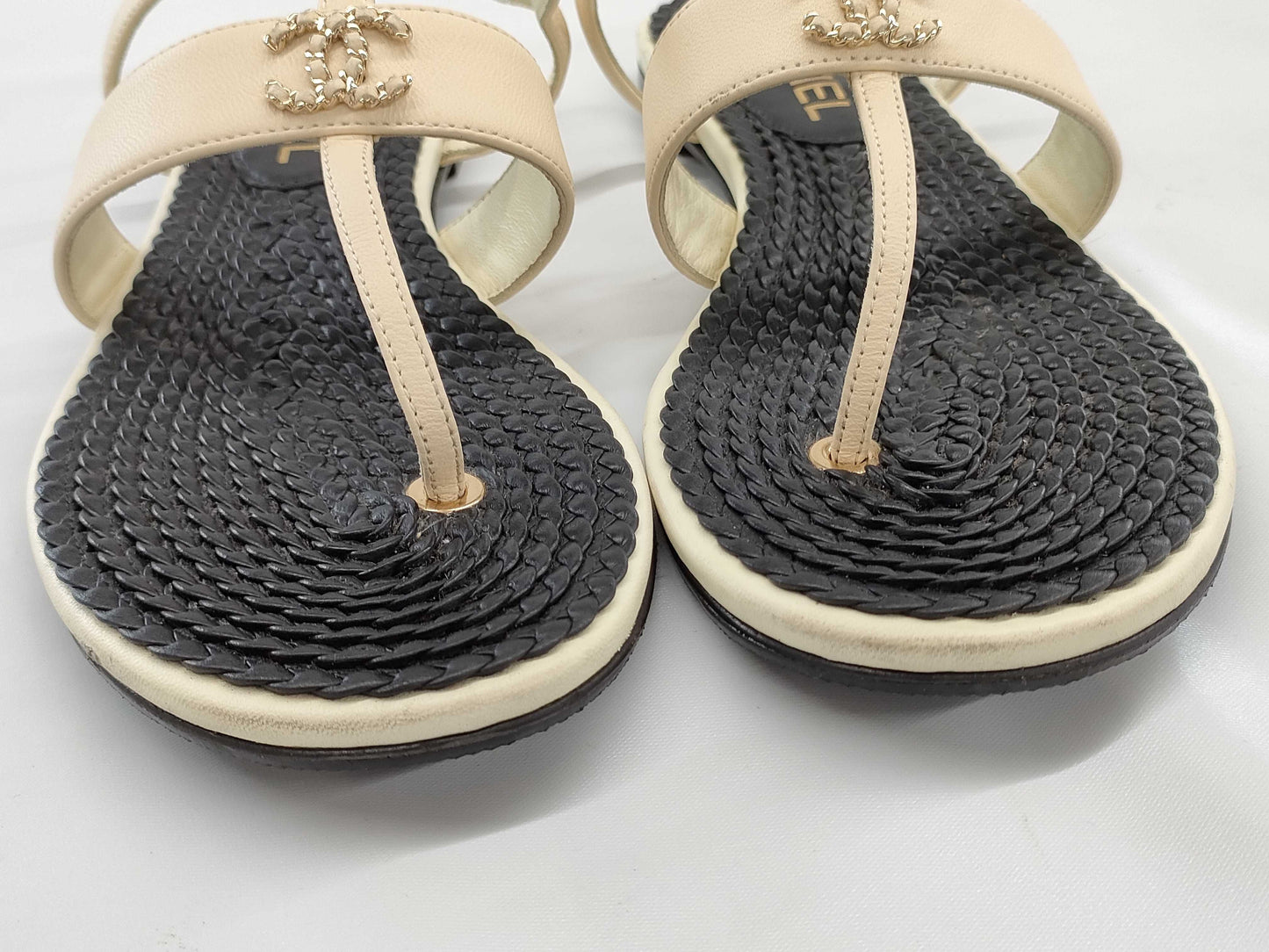 CHANEL Coco Mark Thong Sandals Size 38