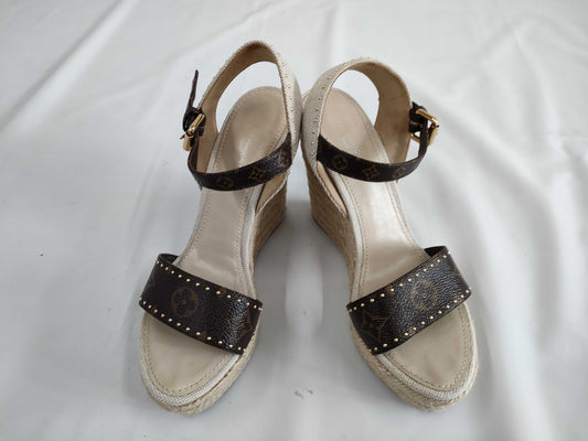 LOUIS VUITTON LOUIS VUITTON Louis Vuitton Coastline Wedge Sandals Size 36 1/2