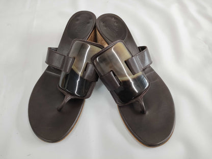HERMES Horn Belt 36 Thong Sandals