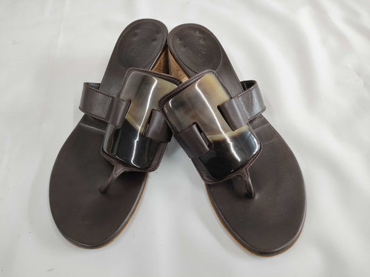 HERMES Horn Belt 36 Thong Sandals