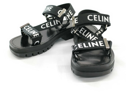 CELINE Logo Leo Strap Sandals Size 38