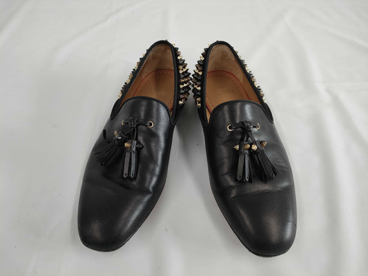 Christian Louboutin Studded Tassel Leather Loafers, Size 40