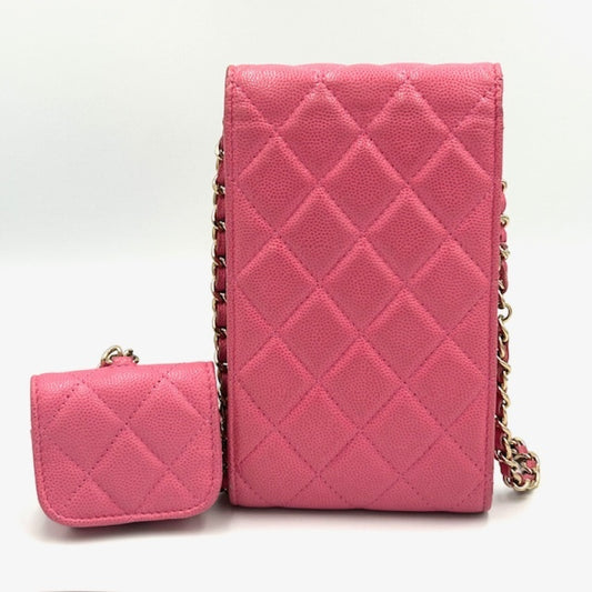 CHANEL Caviar Skin Smartphone Shoulder Bag AP2033