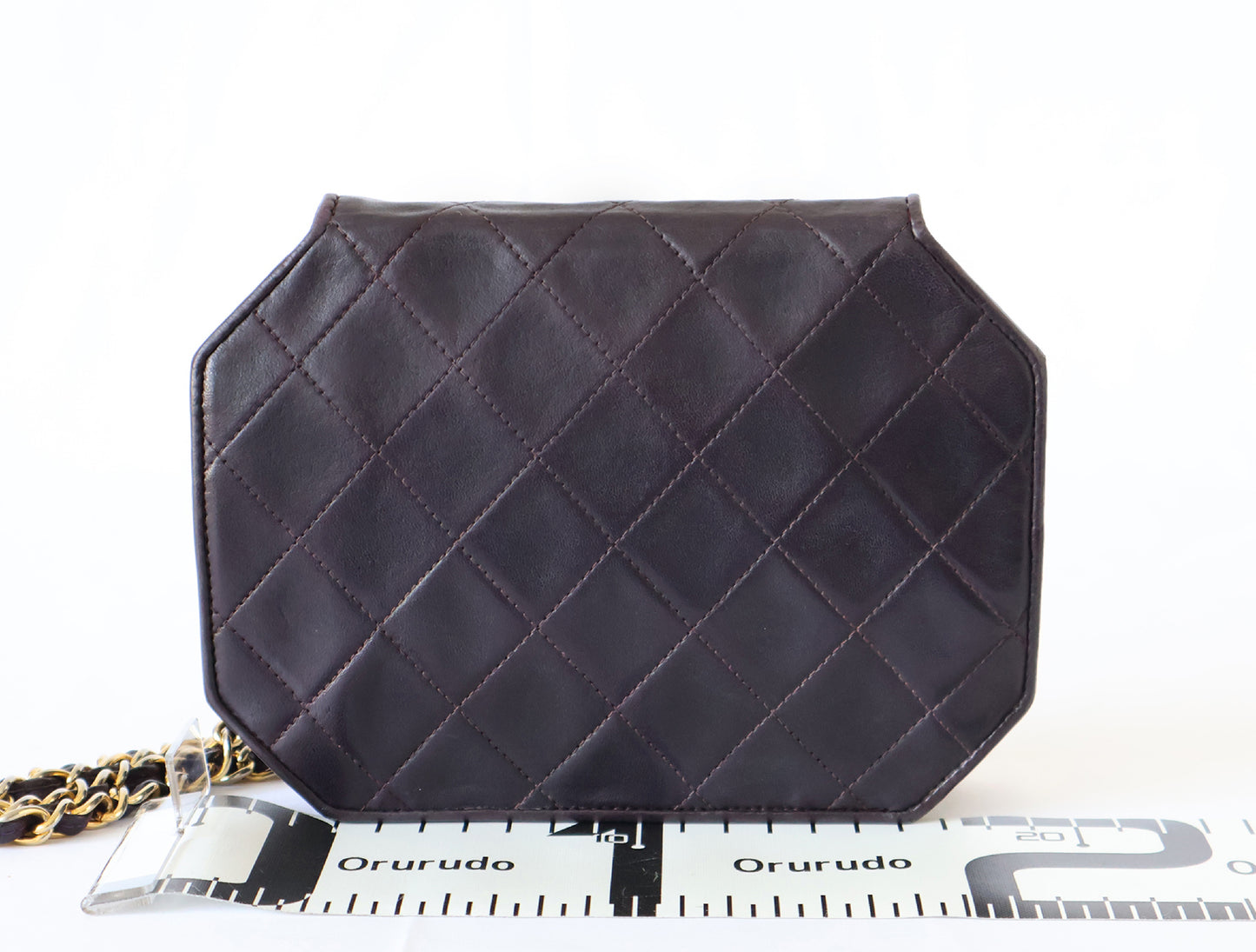 CHANEL Octagon Matelasse Lambskin Chain Shoulder Bag, Purple, Seal Included, No. 1