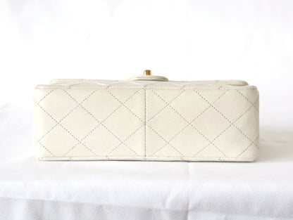 CHANEL Mini Matelasse Lambskin Chain Shoulder Bag, White, with Seal, No. 1