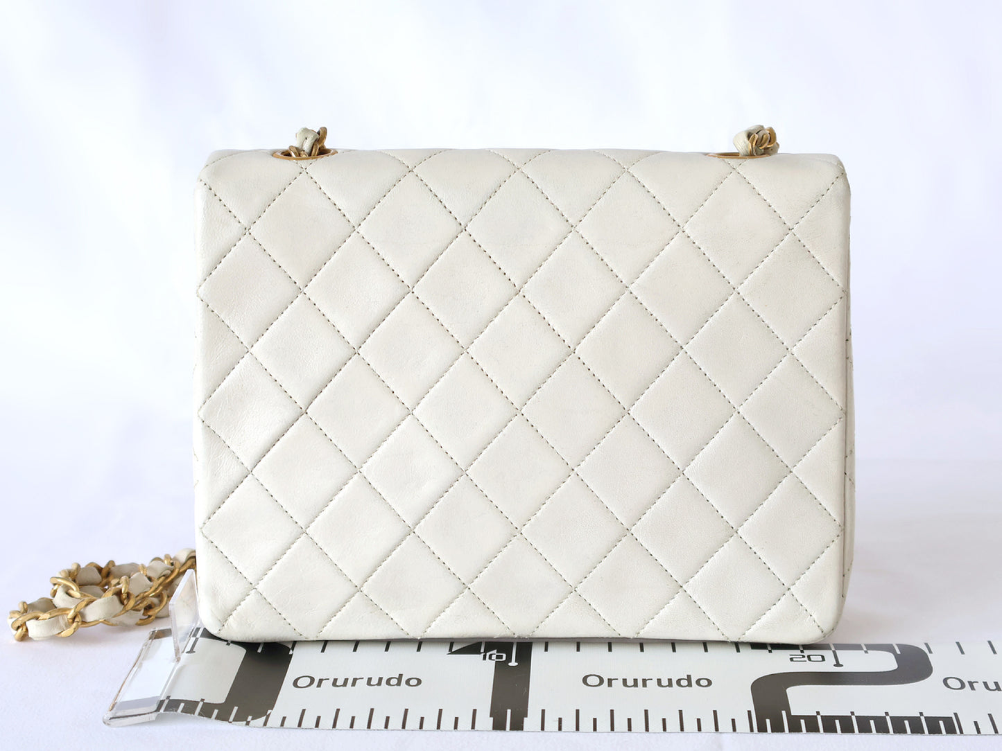 CHANEL Mini Matelasse Lambskin Chain Shoulder Bag, White, with Seal, No. 1