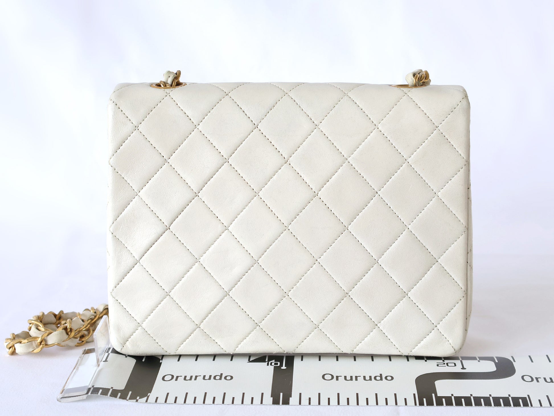 CHANEL Mini Matelasse Lambskin Chain Shoulder Bag, White, with Seal, No. 1