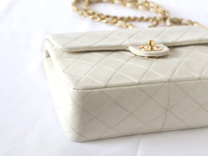CHANEL Mini Matelasse Lambskin Chain Shoulder Bag, White, with Seal, No. 1