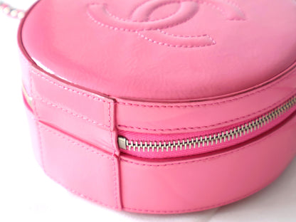 CHANEL Seal 26 Series Enamel Round Chain Shoulder Bag Pink