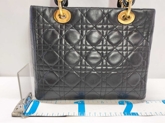 Dior Lady Dior Lady Dior Black Leather Handbag