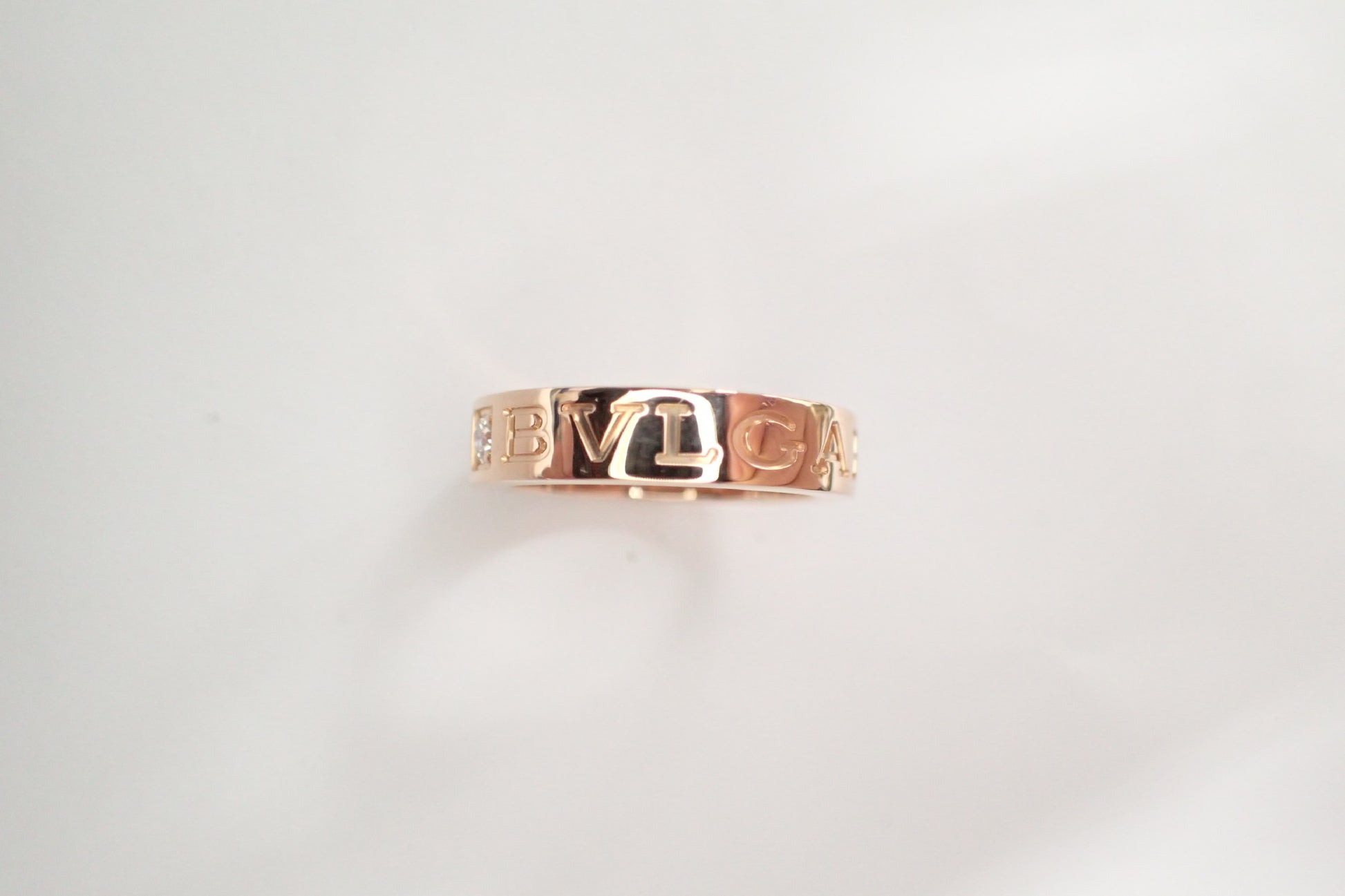 BVLGARI Double Logo # 1PD PG AU750 5.8g Ring 