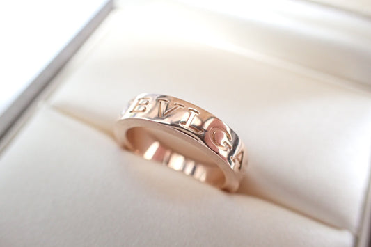 BVLGARI Double Logo # 1PD PG AU750 5.8g Ring 