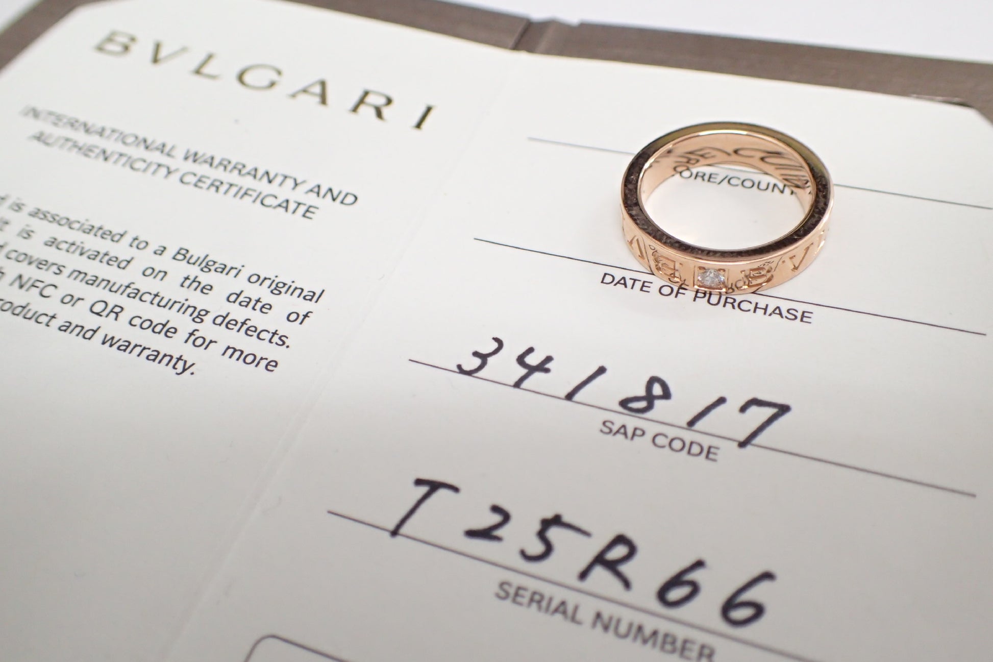 BVLGARI Double Logo # 1PD PG AU750 5.8g Ring 