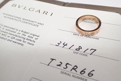 BVLGARI Double Logo # 1PD PG AU750 5.8g Ring 