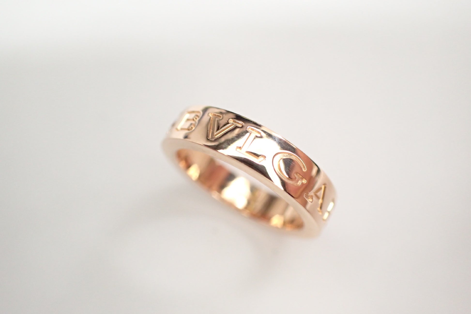 BVLGARI Double Logo # 1PD PG AU750 5.8g Ring 