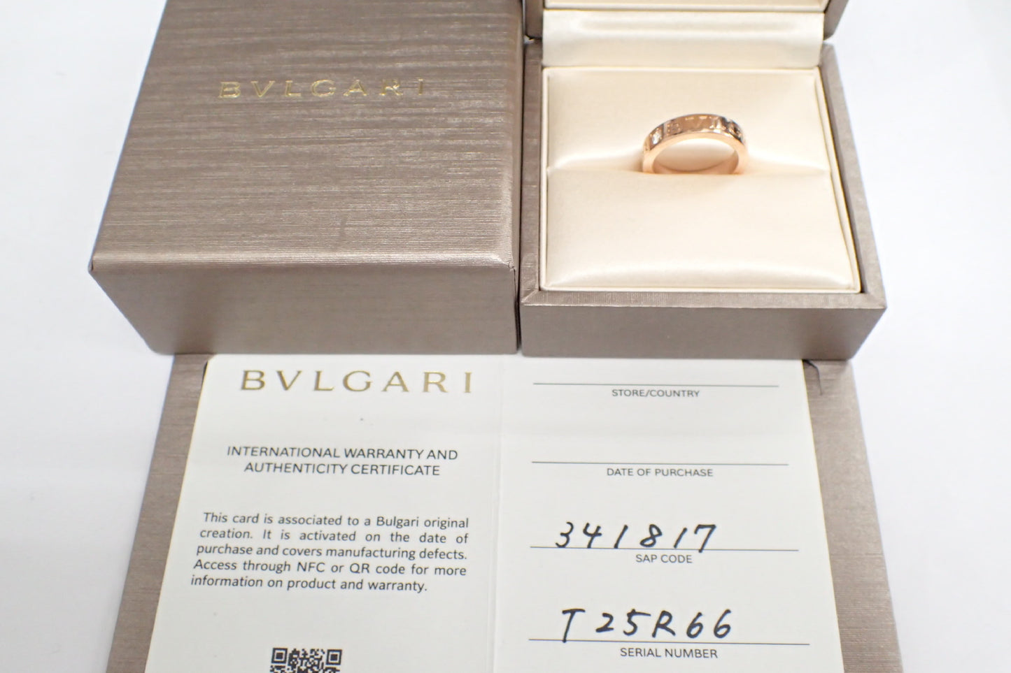 BVLGARI Double Logo # 1PD PG AU750 5.8g Ring 