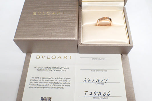 BVLGARI Double Logo # 1PD PG AU750 5.8g Ring 