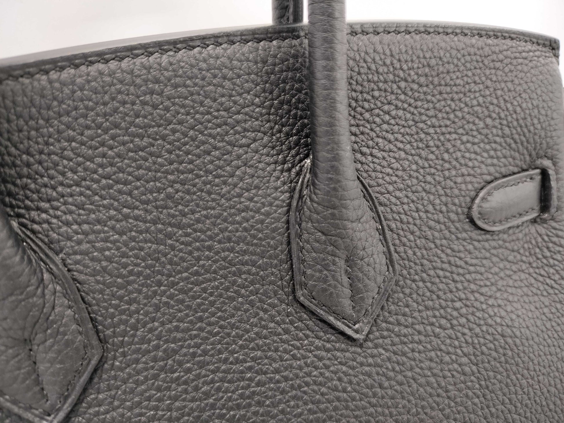 HERMES Birkin 25 Black Togo Silver Hardware W Stamp Handbag