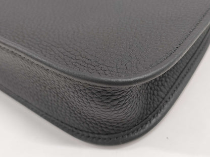 HERMES Evelyn TPM Black Taurillon Clemence Leather Shoulder Bag with Gold Hardware and Double Stamp