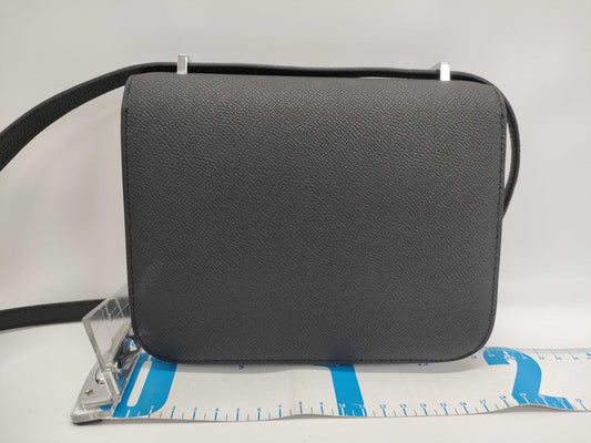 HERMES Constance Miroir 19 Black Epsom Shoulder Bag with Silver Hardware and K Stamp