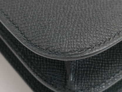 HERMES Constance Miroir 19 Black Epsom Shoulder Bag with Silver Hardware and K Stamp