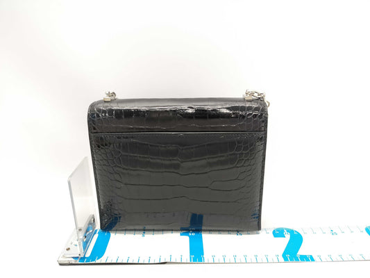 HERMES Vert Chain Mini Handbag in Black Alligator Shine with Silver Hardware and C Stamp