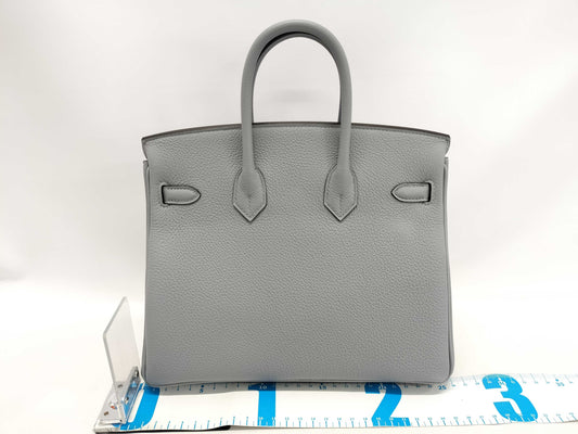 HERMES Birkin 25 Green Pantan Togo Silver Hardware K Stamp Handbag