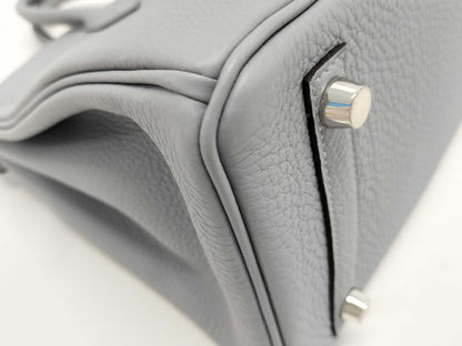 HERMES Birkin 25 Green Pantan Togo Silver Hardware K Stamp Handbag