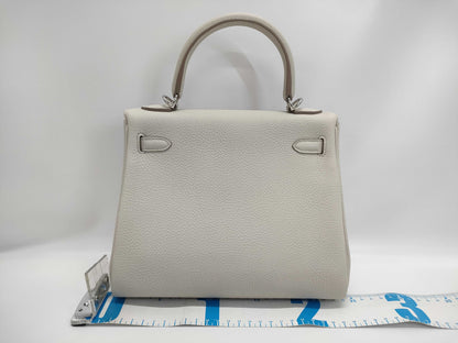 HERMES Kelly 25 Beton Togo Silver Hardware W Stamp Handbag
