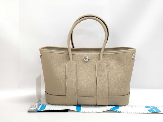 HERMES Garden Party Neo Trench Negonda Handbag with Silver Hardware and K Stamp