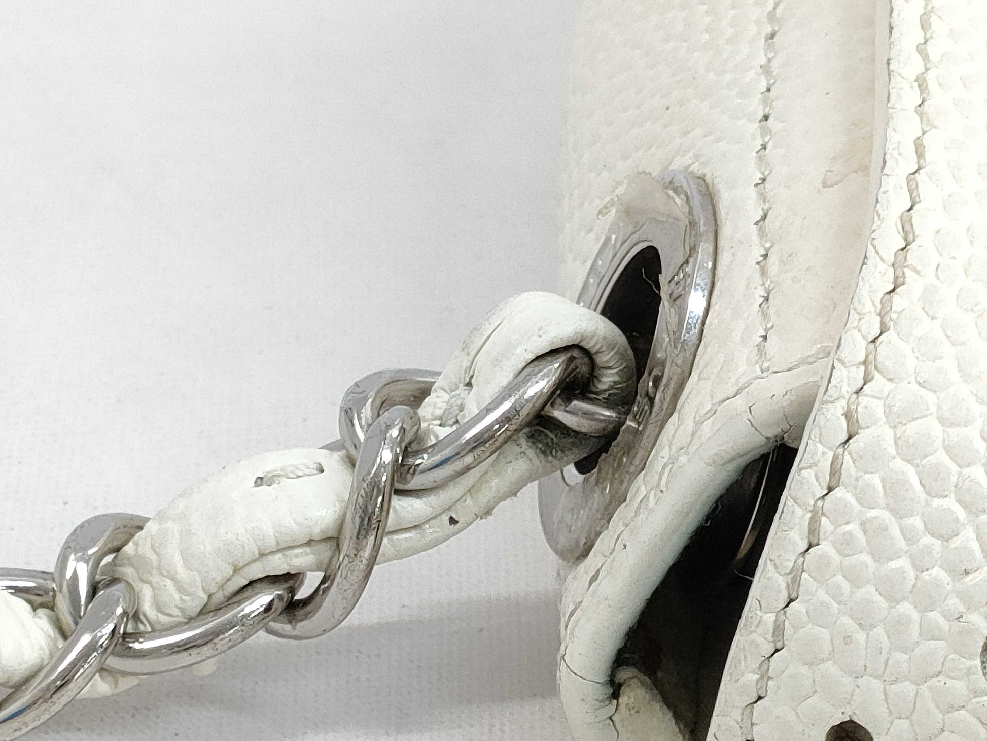 CHANEL Full Flap Caviar Leather Matelasse White Chain Shoulder Bag, No. 24