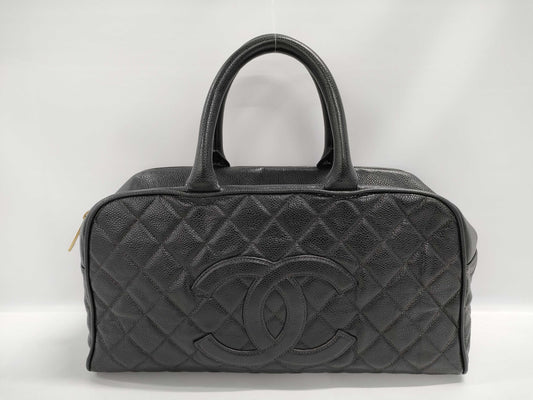 CHANEL Matelasse Caviar Leather Handbag, Black, GD Hardware, Boutique Seal