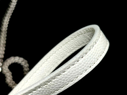 Yves Saint Laurent Saint Laurent Paris Cassandra Classic Chain Wallet in White Leather, 393953 Shoulder Bag