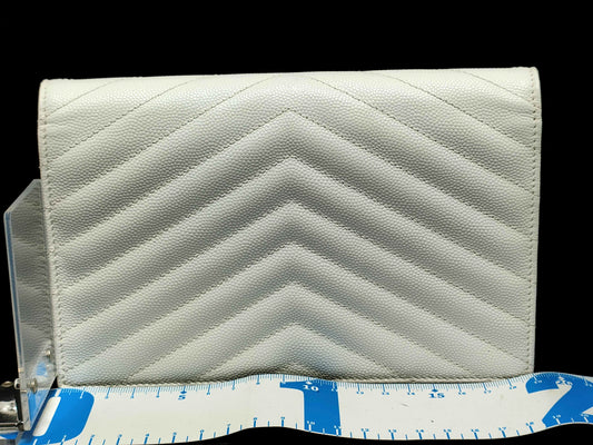 Yves Saint Laurent Saint Laurent Paris Cassandra Classic Chain Wallet in White Leather, 393953 Shoulder Bag
