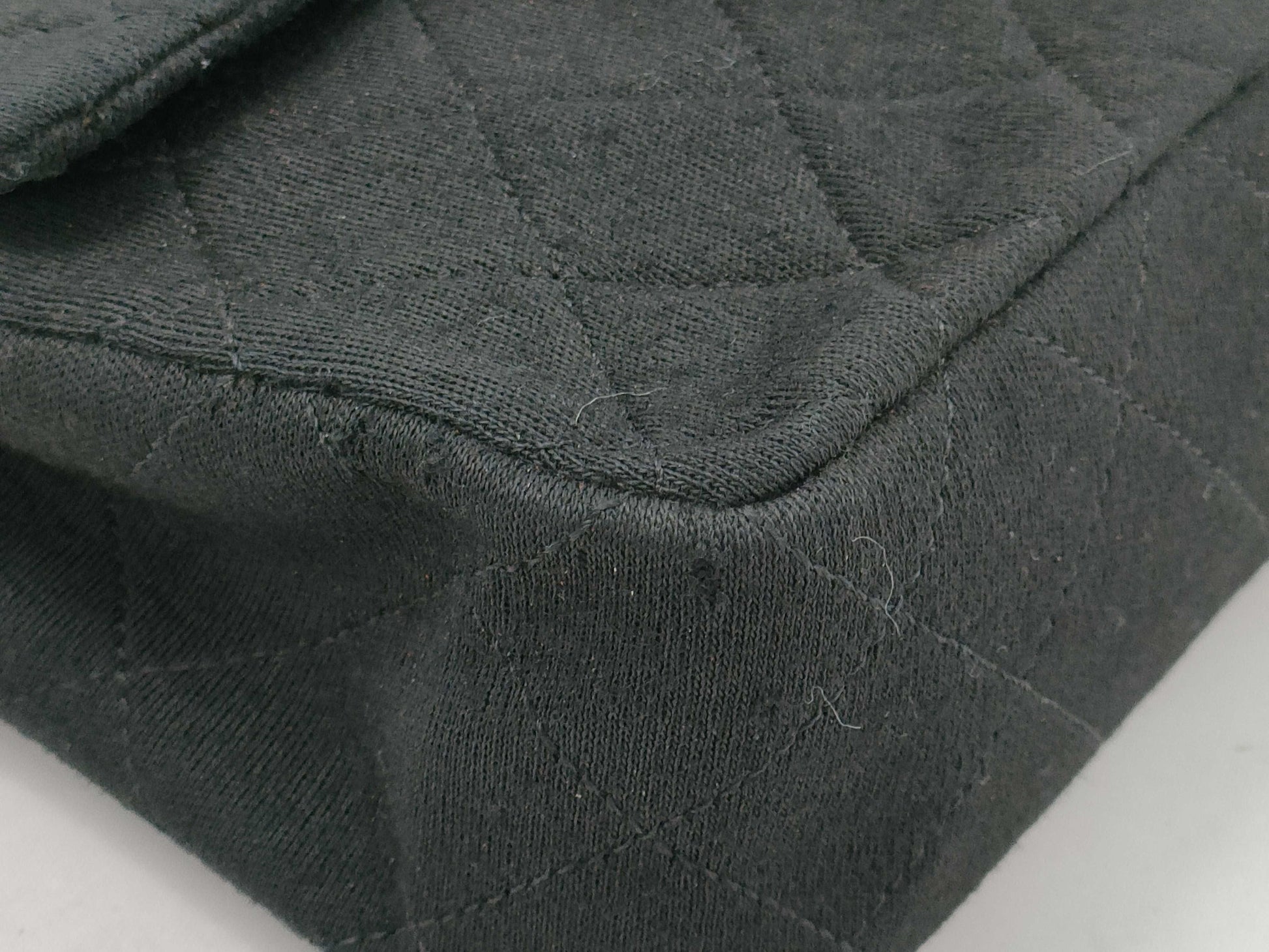 CHANEL Cotton Jersey Matelasse Black Chain Shoulder Bag, 0 Series