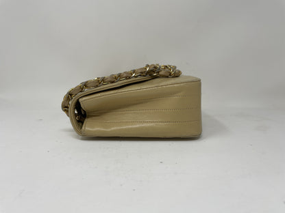 CHANEL CHANEL Shoulder Bag Lambskin Wave Stitch Beige Shoulder Bag