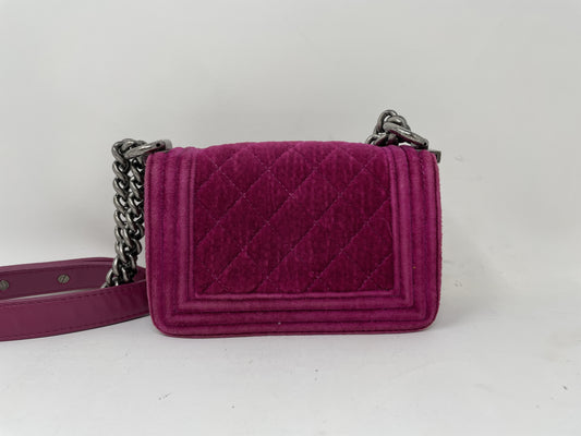 CHANEL CHANEL Shoulder Bag Boy Chanel Velour Pink Shoulder Bag