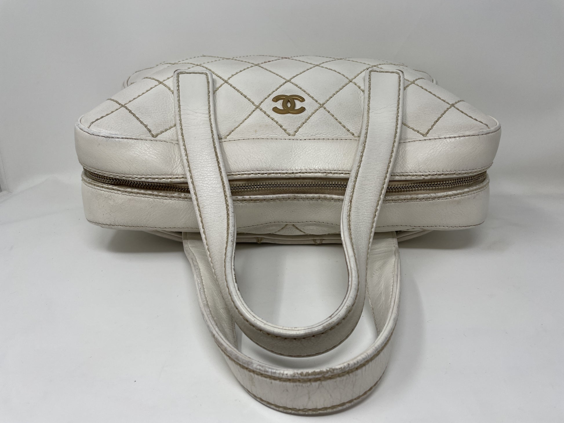 CHANEL CHANEL Handbag Wild Stitch White Matelasse Handbag
