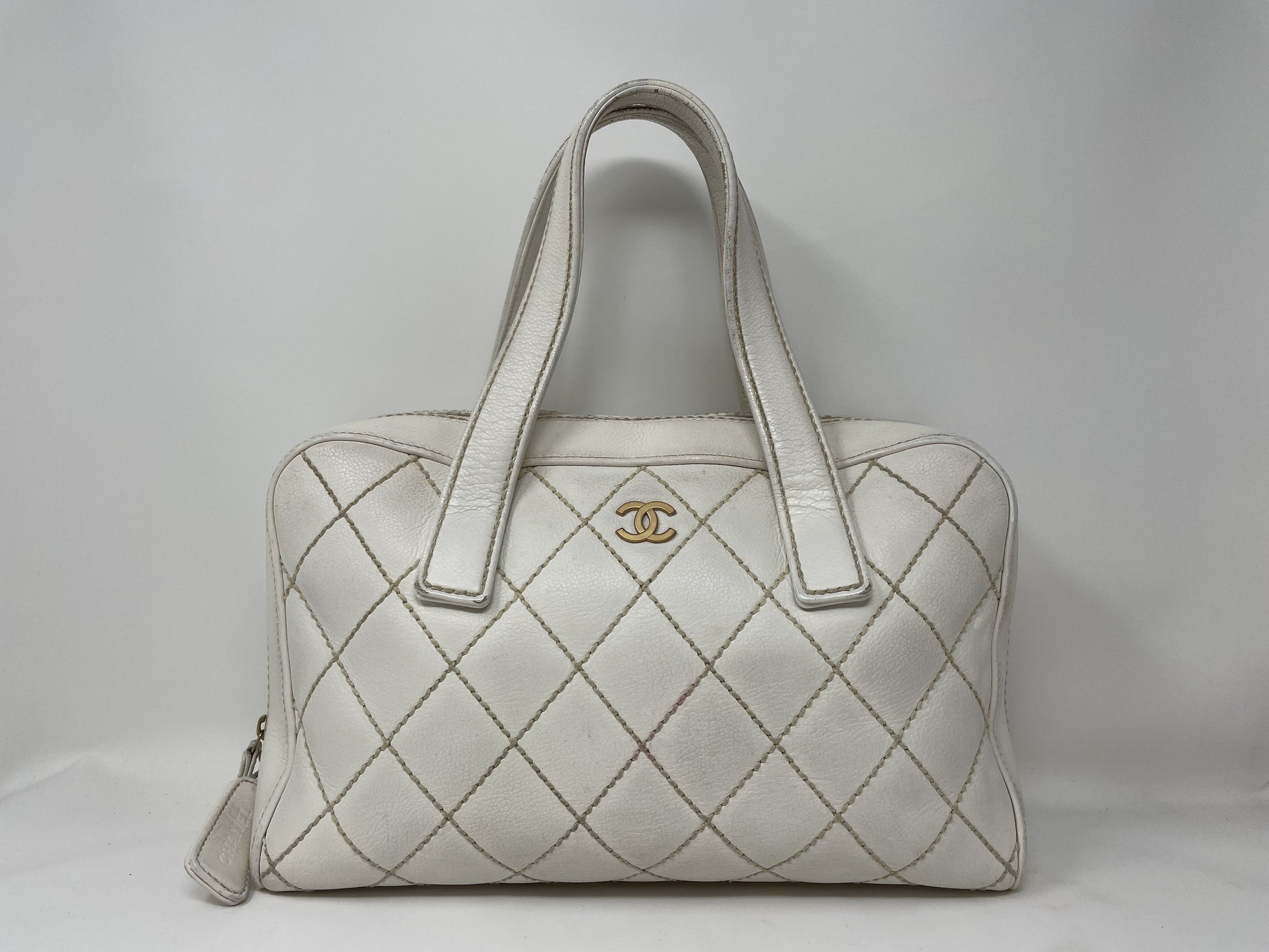 CHANEL CHANEL Handbag Wild Stitch White Matelasse Handbag