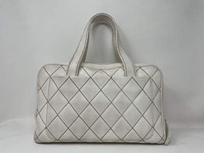 CHANEL CHANEL Handbag Wild Stitch White Matelasse Handbag