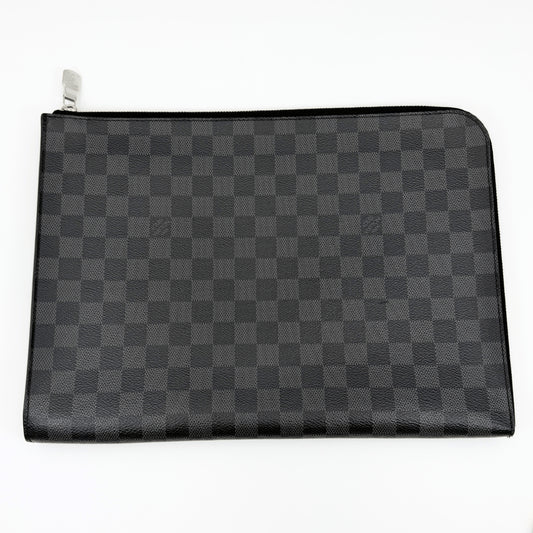 LOUIS VUITTON Damier Graphite Pochette Jour GM N64437 Clutch Bag, Box and Dust Bag Included