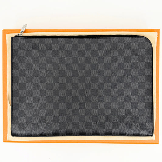 LOUIS VUITTON Damier Graphite Pochette Jour GM N64437 Clutch Bag, Box and Dust Bag Included