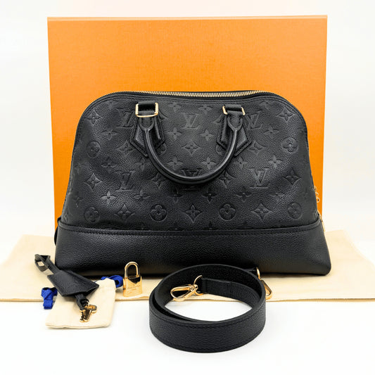 LOUIS VUITTON Monogram Empreinte Neo Alma PM Noir 2-way handbag M44832. Includes box and dust bag.