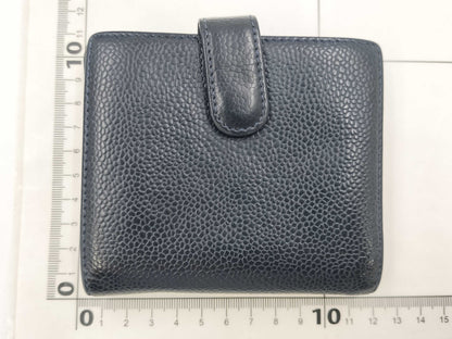 CHANEL Caviar Skin Deca Coco Double Hook Bifold Wallet