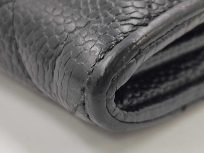 CHANEL Caviar Skin Matelasse Long Flap Wallet