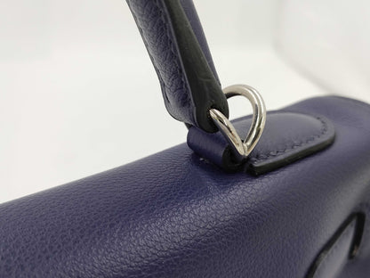 HERMES Kelly 32 Le Tourne Touch Evercolor Blue Ankle x Blue Zellige Silver Hardware D: 2019 Handbag