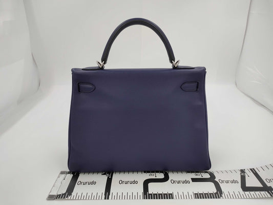 HERMES Kelly 32 Le Tourne Touch Evercolor Blue Ankle x Blue Zellige Silver Hardware D: 2019 Handbag